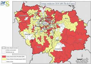 Zones déficitaires en médecins en IDF